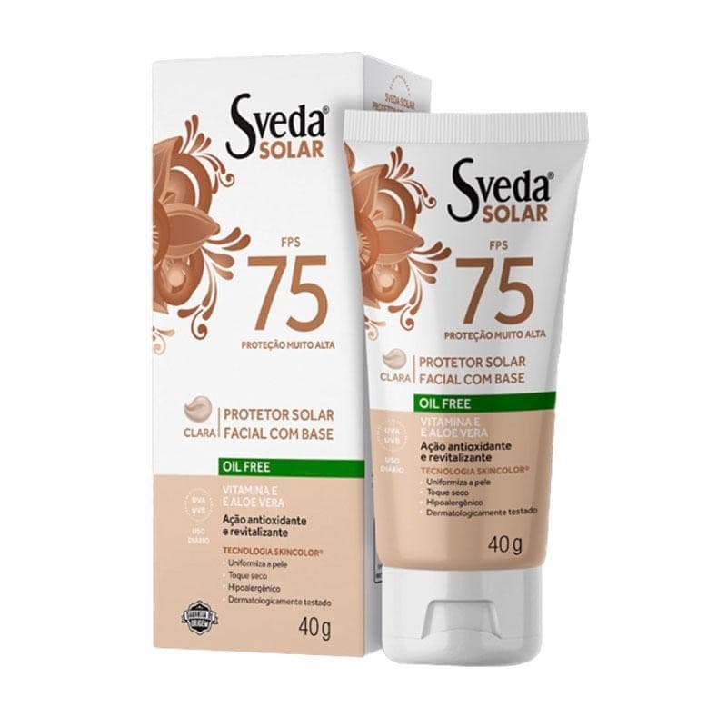 Protetor Solar Facial Sveda Solar FPS75 Oil Free Cor Clara 40g