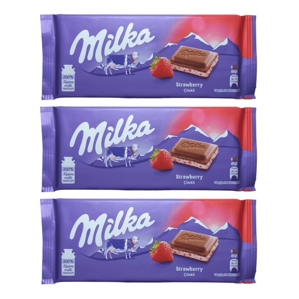 Kit 3 Chocolate Milka Creme de Morango Importado