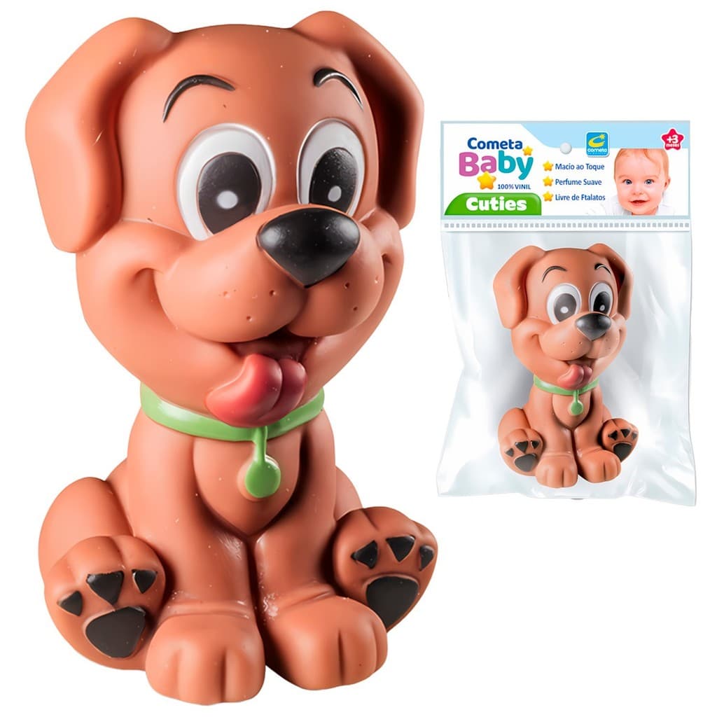 Mordedor Bebê Cachorro Animais Brinquedo Vinil Macio 3 Meses Animais Soft - Cometa Brinquedos