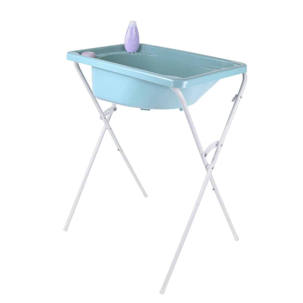 Banheira com suporte dobrável, tanque 25L, até 30Kg banheira para bebê - Banheira Azul