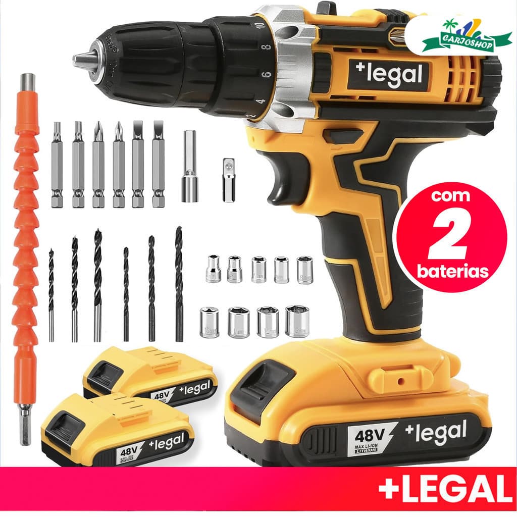 Conjunto de chave de fenda elétrica de bateria dupla 26V / 48V, incluindo caixa de ferramentas e acessórios