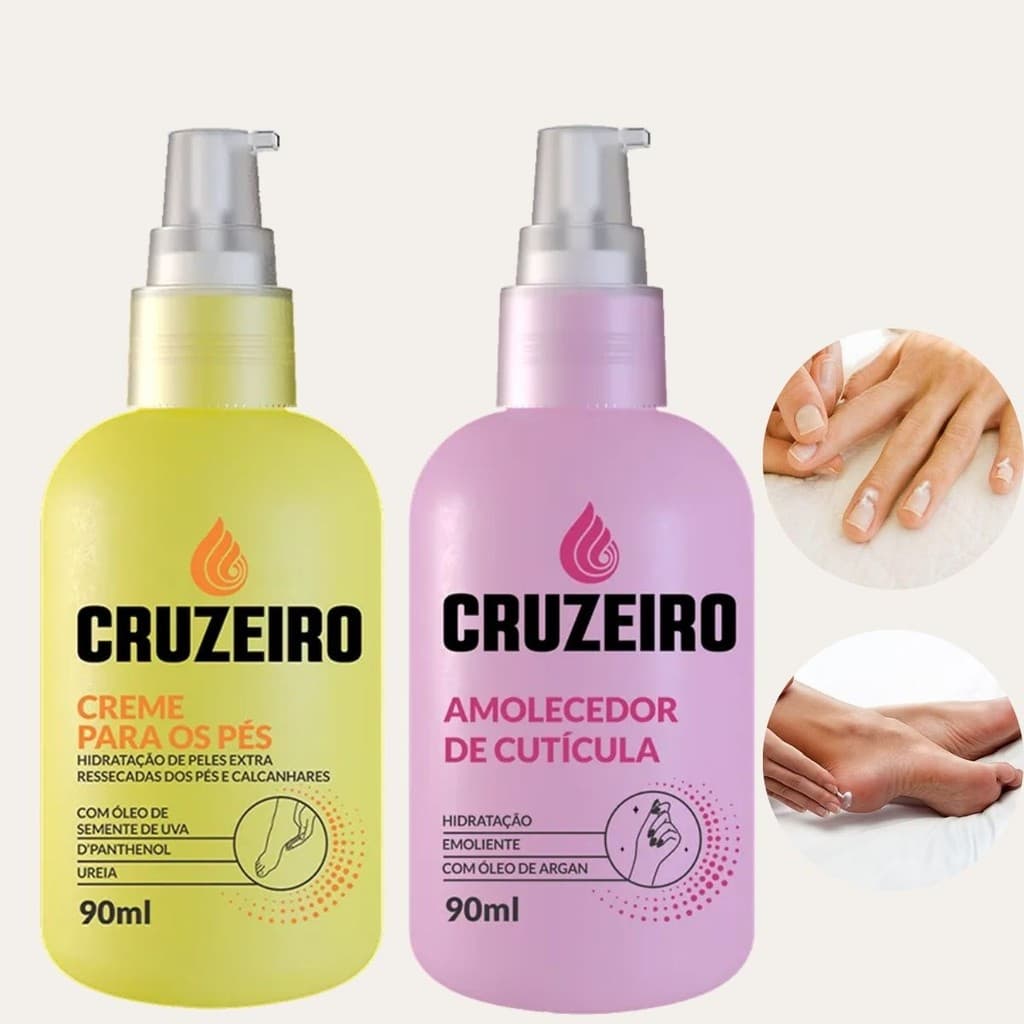Kit Amolecedor De Cutícula creme E Hidratante Para Os Pés Cruzeiro