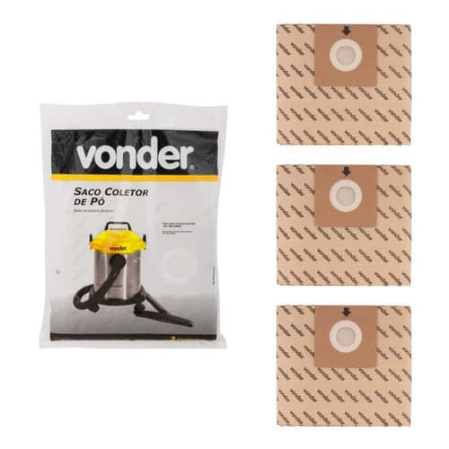 Kit 3 Sacos Coletores de Pó para Aspirador APV1000 Vonder