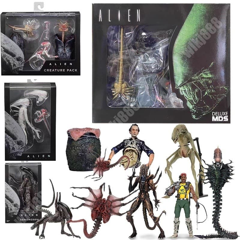 NECA Nova Figura De Ação Alienígena Predador MEZCO MDS Xenomorph Egg Facehugger Chestburster Recém-Nascido  Kenner AVP Modelo de boneca articulada