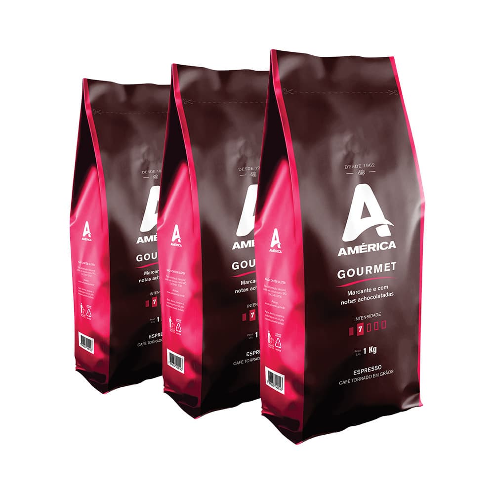Café Torrado em Grãos Gourmet - 3 Pacotes de 1kg