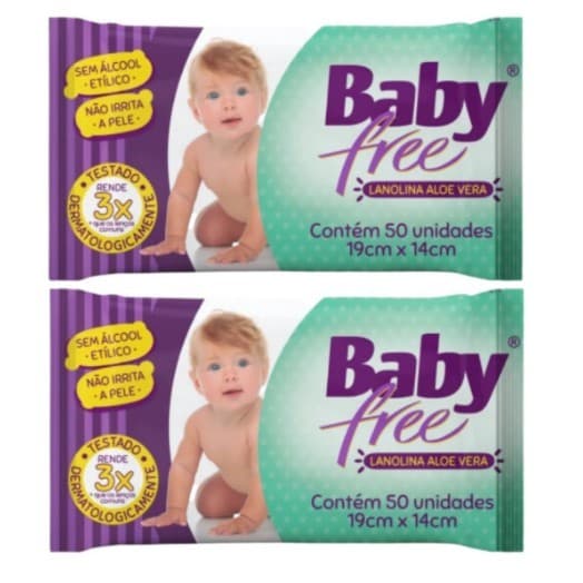Kit 2 Lenços Umedecidos Baby Free Toalha Umedecida Qualybless 2 Pacotes com 50 unidades
