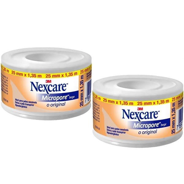 Kit com 2 Curativo Nexcare Micropore 25MM X 1,35M Bege
