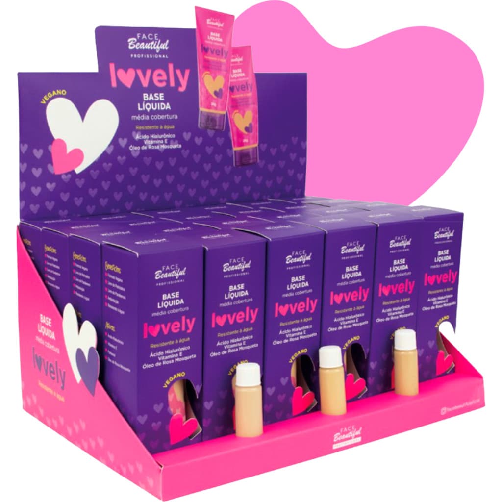 Display 24un Base Facial Liquida Cobertura Média Tons Claros Face Beautiful