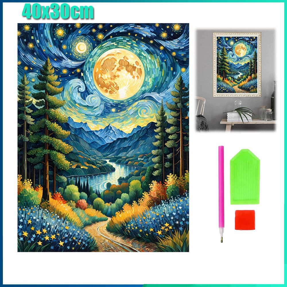 Quadrado Pintura Diamante 5D Pintura de Diamante Pintura DIY 5D Diamante 40x30cm Lago na floresta