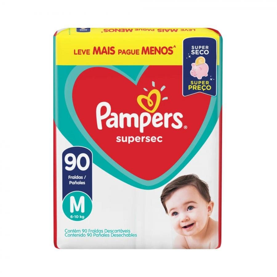 Fralda Supersec M Pampers 90 Unidades –