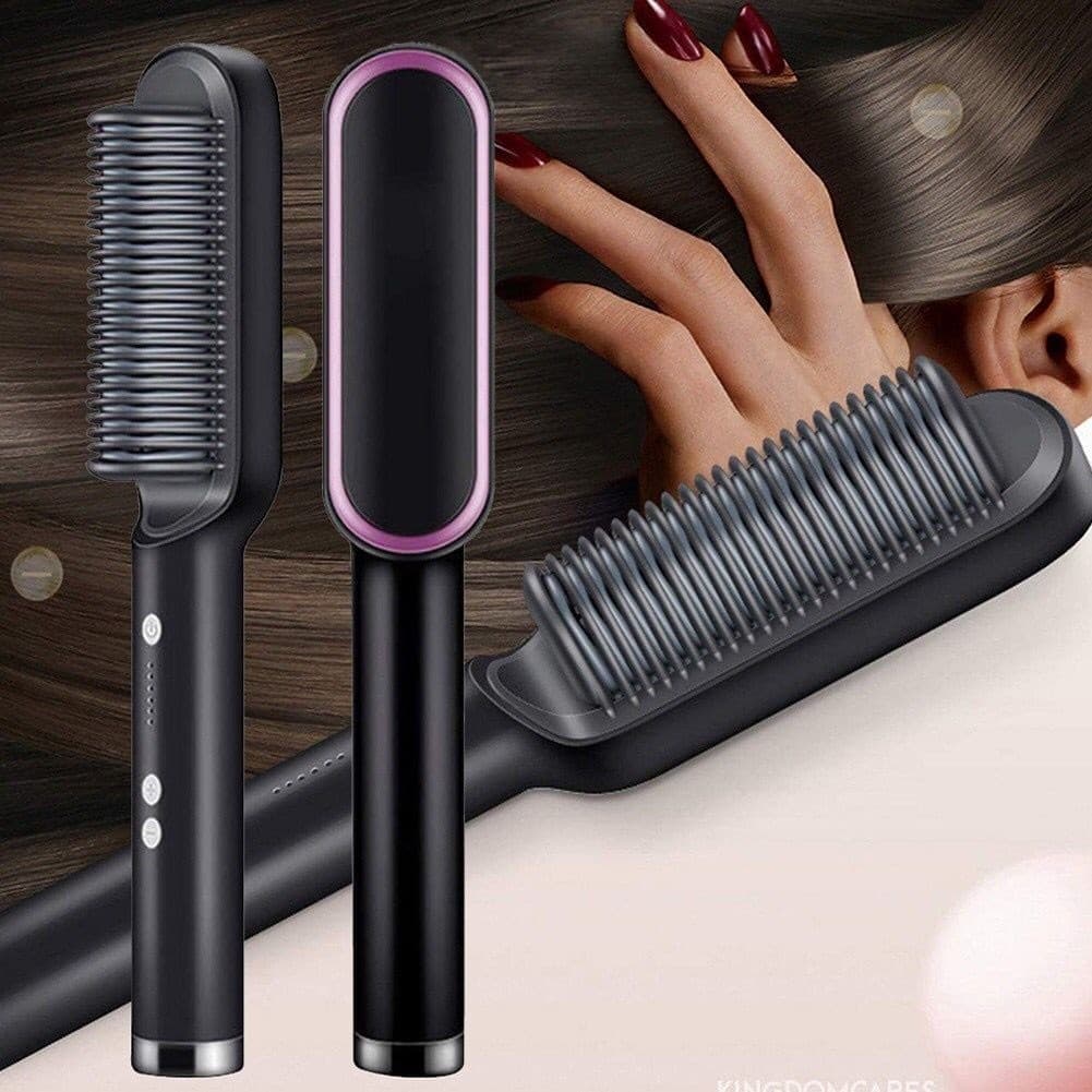 Escova Alisadora Bivolt 5 em 1 Alisa, Hidrata, Modela, Alinha Anti-Frizz