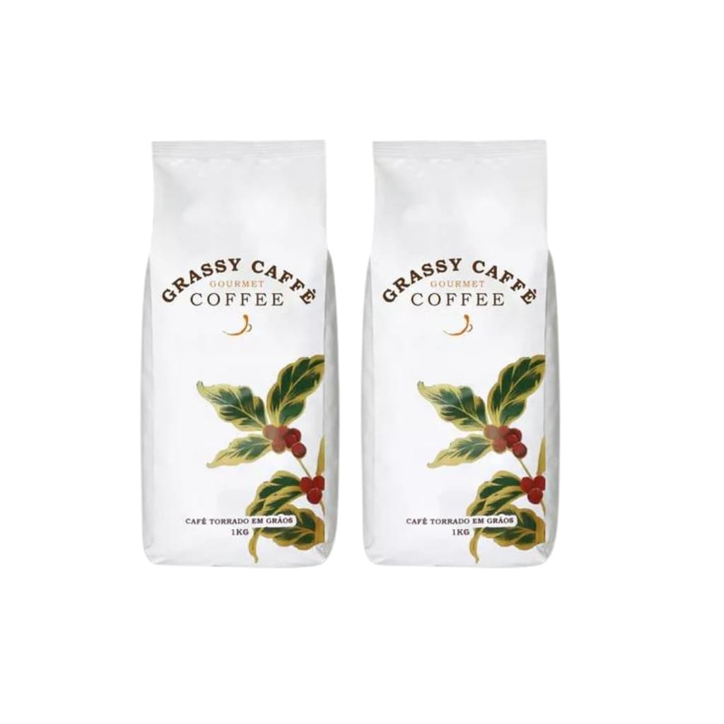 Kit 2 Pacotes de Café Gourmet Grassy Caffè - 1 Kg Em Grãos