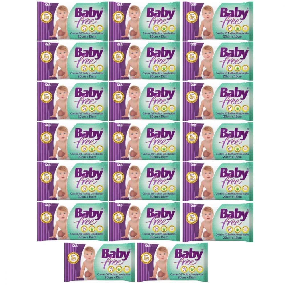 Kit 20 Lenços Umedecidos Baby Free Toalha Umedecida 50 Unidades Cada Qualybless
