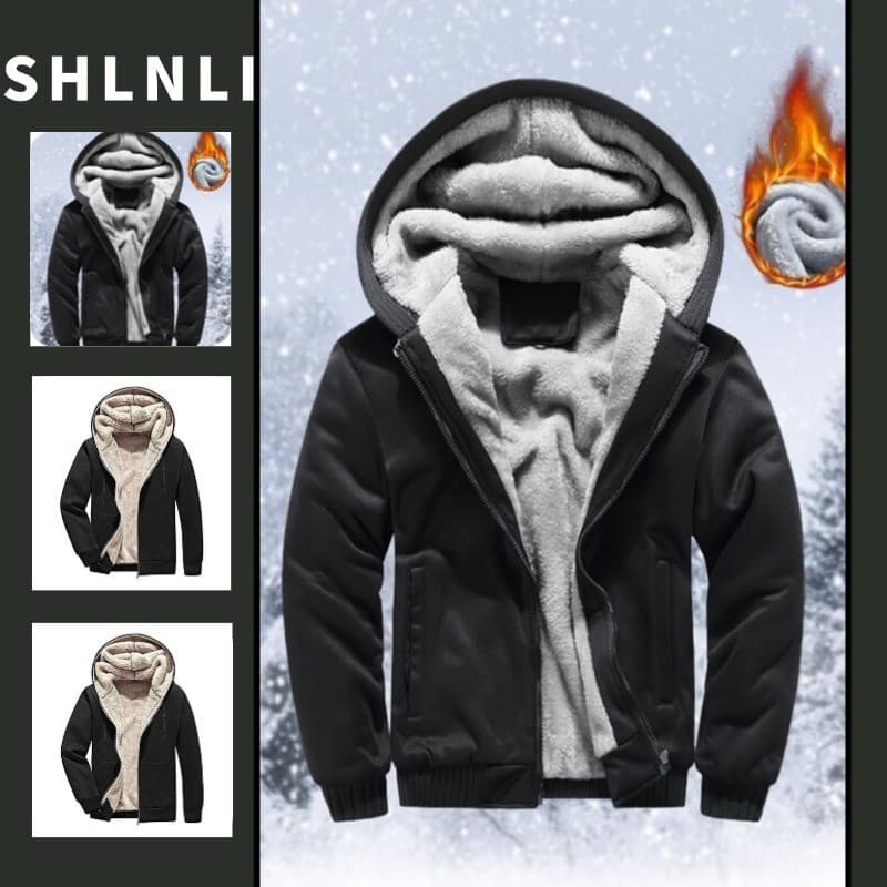 Jaqueta Masculina De Lã Com Capuz Outono Inverno Cor Americana Bloqueada Casual Esportes Casaco Quente