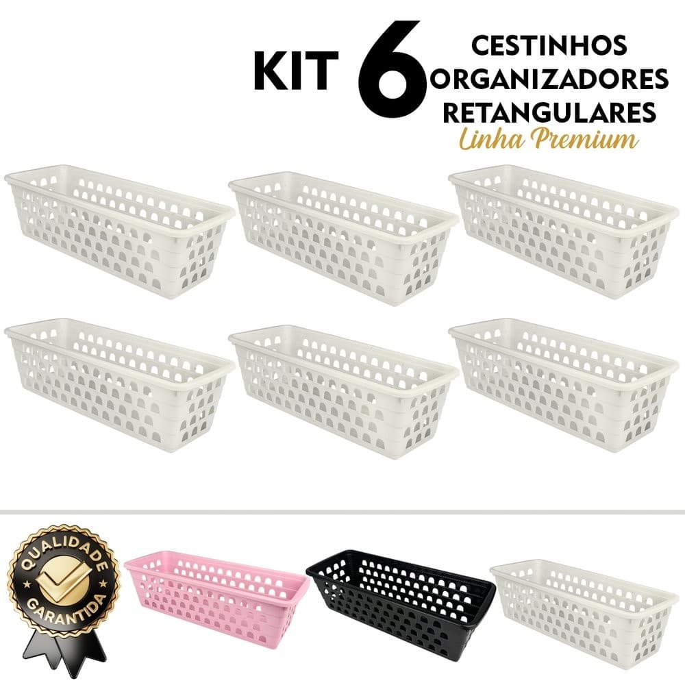 Cesto Organizador Kit 6 Pc Para Lavanderia, Cozinha, Quarto, Banheiro, Sala, Escritório, Resistente