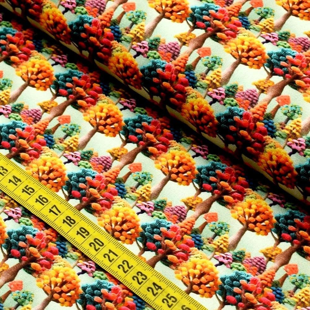 Tecido Estampado Para Patchwork - Floresta em Crochê : Arvores (0,50x1,40)