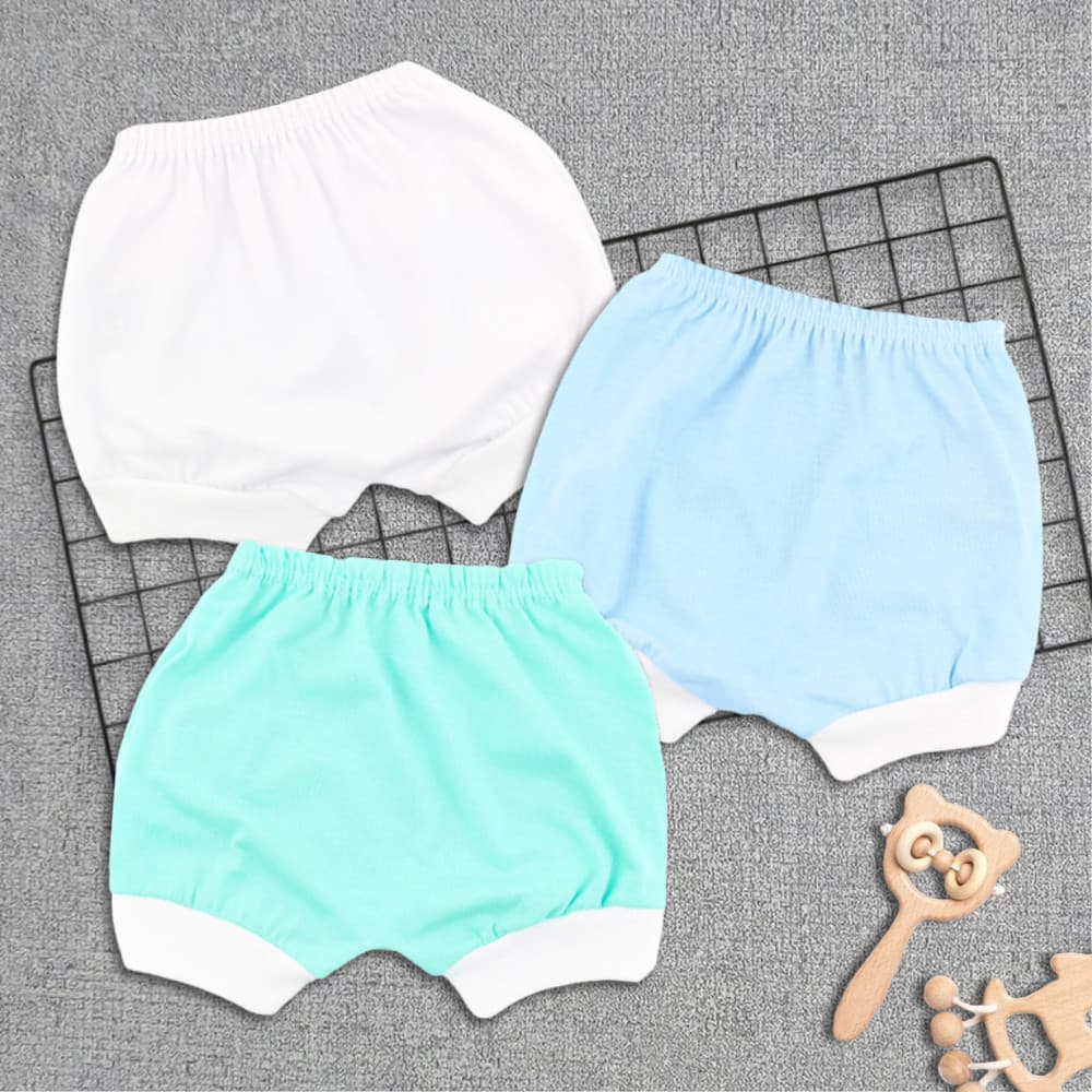 Kit 3 Shorts Tapa Fralda Bebê Unissex Baratinha Tecido Malha - Tamanho Único RN (Atacarejo)
