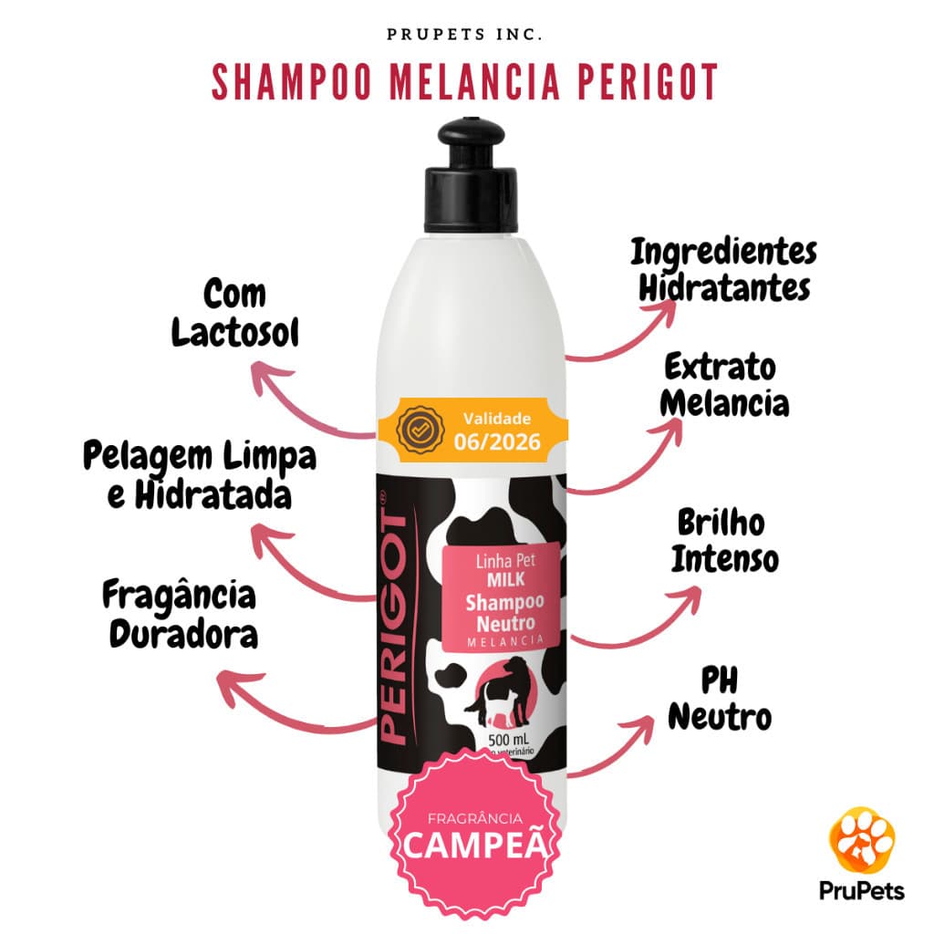 Shampoo Neutro Milk Melancia 500ml Perigot para Cães e Gatos