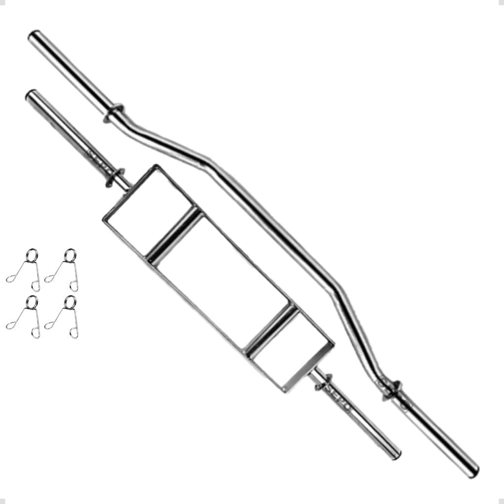 Kit Barra H 105Cm e Barra W 120Cm Com Presilhas Zincadas Ferro Exercícios Musculação Treino em Casa