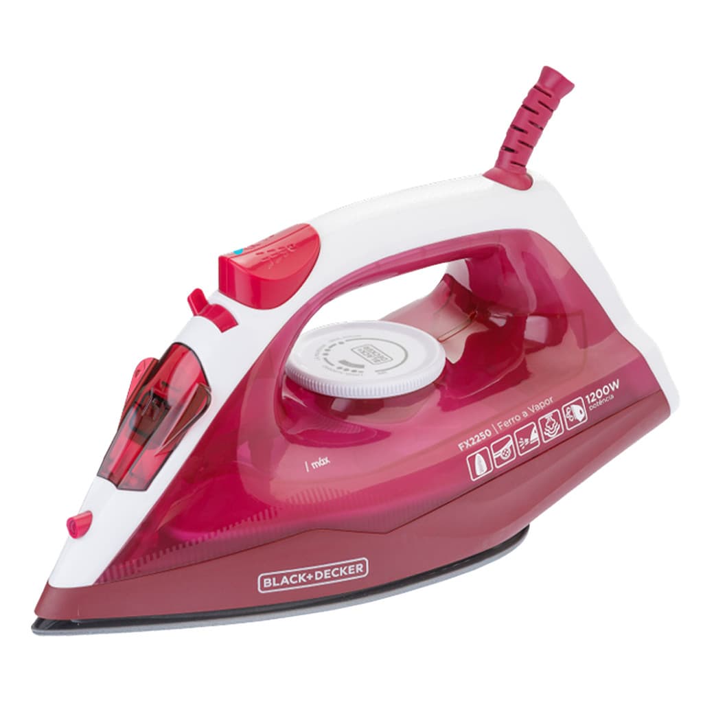 Ferro Passar Roupas A Vapor Black+Decker FX2250 1200w 127v 34 Furos Base Antiaderente Vapor Vertical Spray Frontal