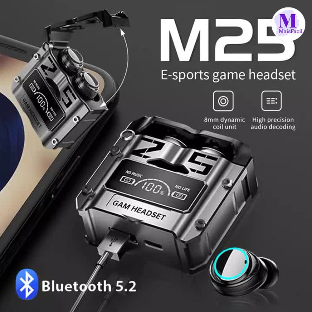 À Prova Dwaterproof Água TWS M25 Fone De Ouvido Sem Fio Bluetooth 5.3 9D Estéreo Esportes Fones LED Microphoe Novo