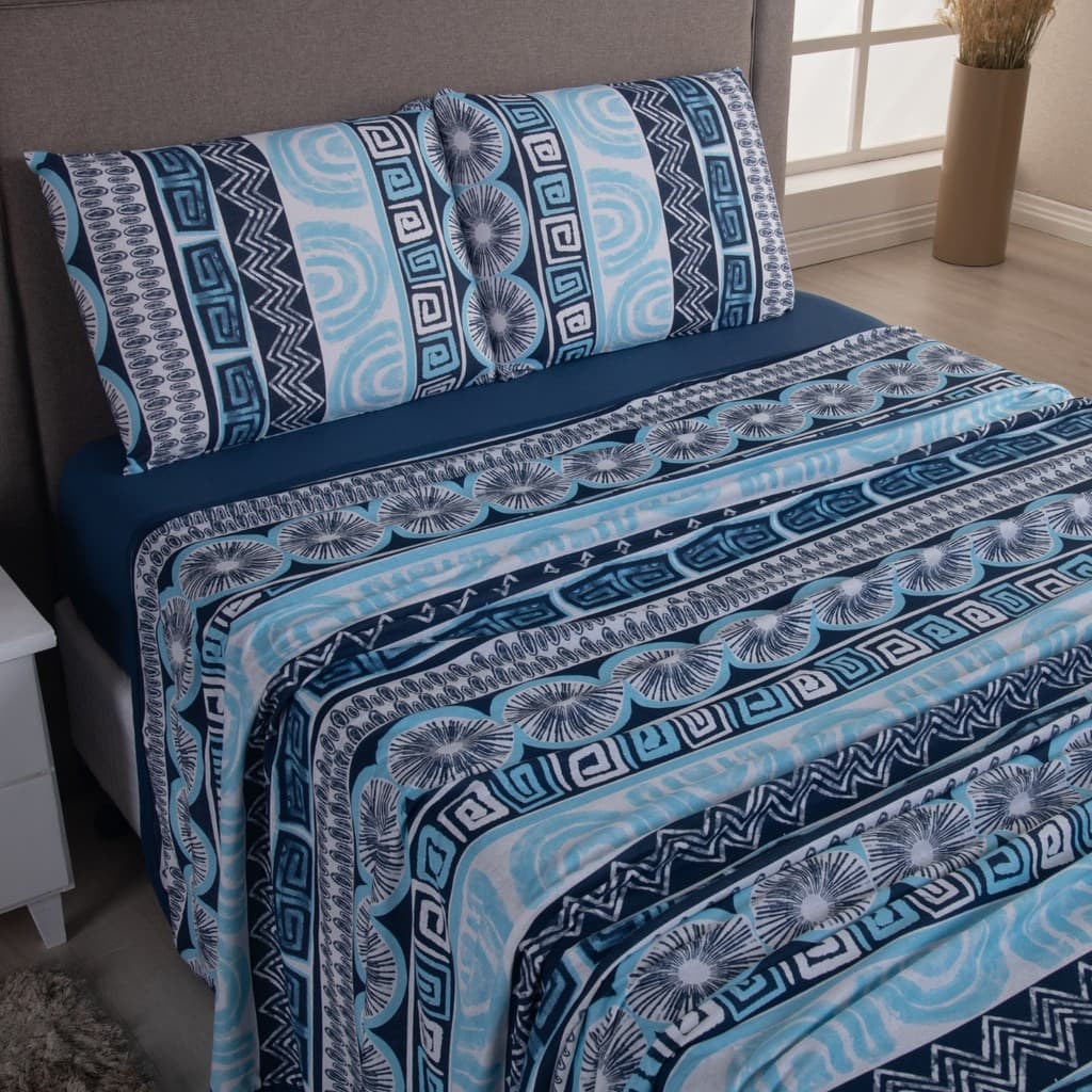 Jogo De Cama Lençol Malha Grossa Estampada Super Macio Conforto Toque Suave Enxoval Cama Solteiro Casal