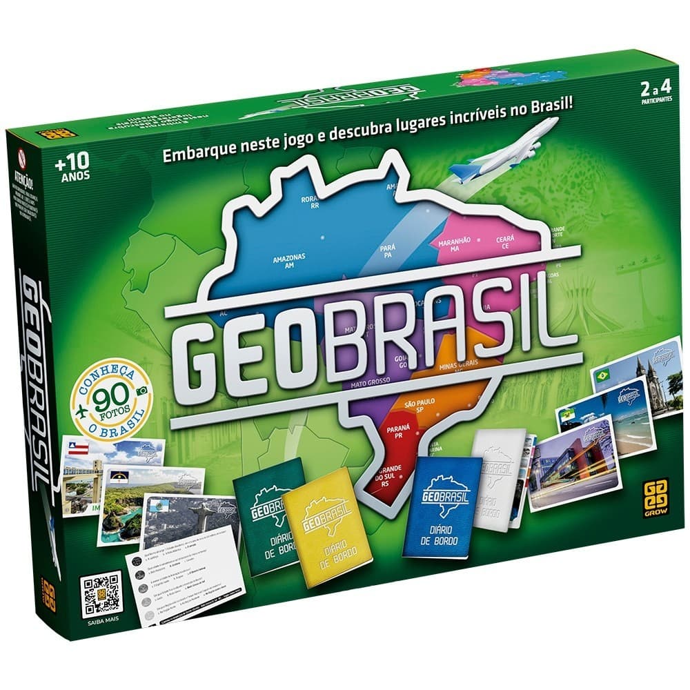 JOGO GEOBRASIL GROW BRINQUEDO GEOGRAFIA ESTADOS MESA FAMÍLIA TABULEIRO GAME EDUCATIVO CARTAS MUNDO