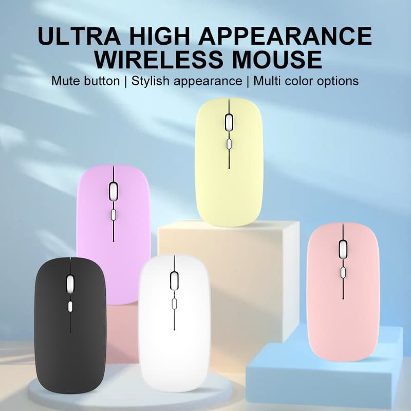 Mouse sem fio, 2,4 GHz com mini receptor USB, rastreamento óptico de 1600 DPI, mini mouse sem fio fino e silencioso para PCs, laptops, notebooks e desktops (requer pilhas AAA)