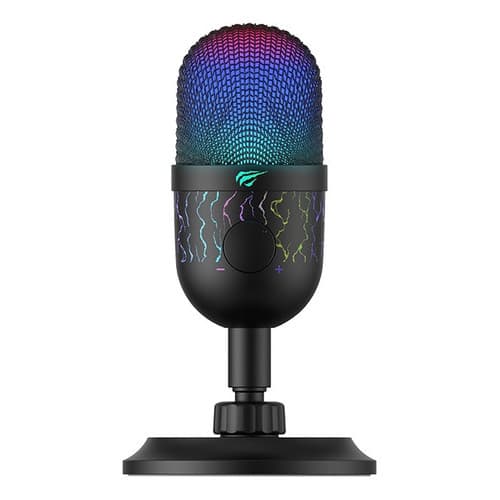 Microfone Gamer Usb Mesa Havit Gk52 Rgb Omnidirecional Preto