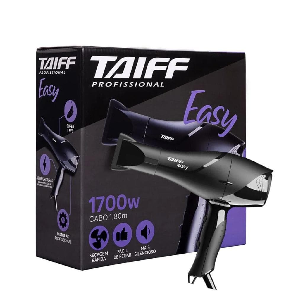 Secador Cabelo Taiff Easy 1700W Profissional Potente 3 Temperaturas Jato de Ar Frio Preto 220V
