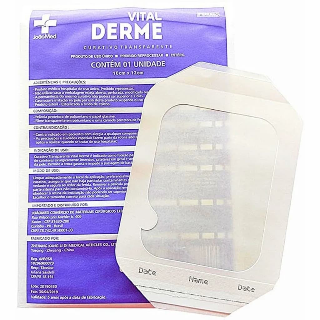 Kit 10 Curativo Filme Transparente 10x12 Vitalderme Estéril Fixação Cateter