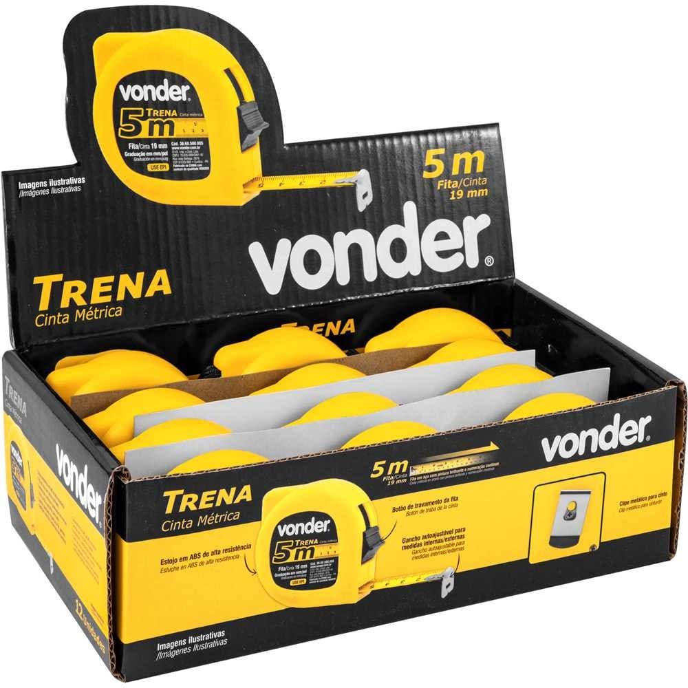 Trena Curta Aço 5m X 19mm Caixa Com 12 Vonder