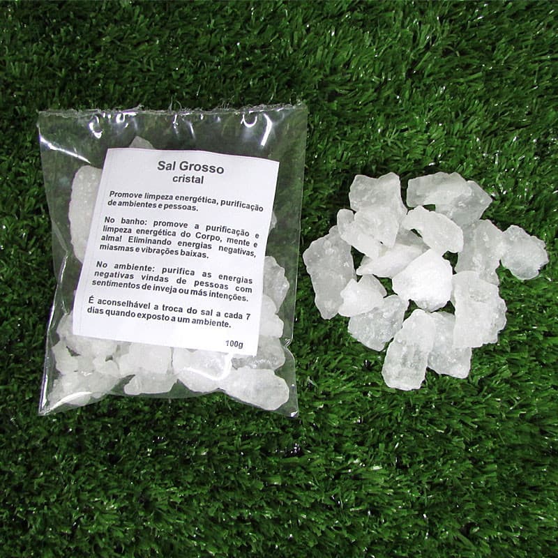 Sal Grosso em Cristal 100g - Limpeza Energética e Purificação