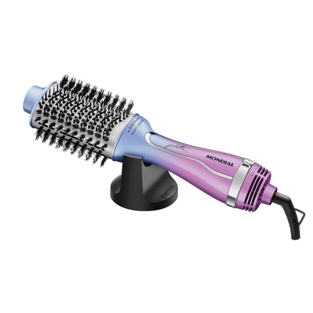 Escova Secadora Para Cabelo Profissional Mondial By Juliette Azul Rosa 1200w Bivolt - ES-JU-03