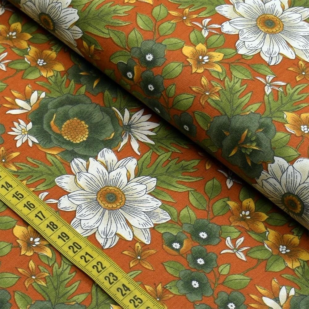 Tecido Estampado para Patchwork - Floral Splendor : Splendor Ferrugem (0,50X1,40)