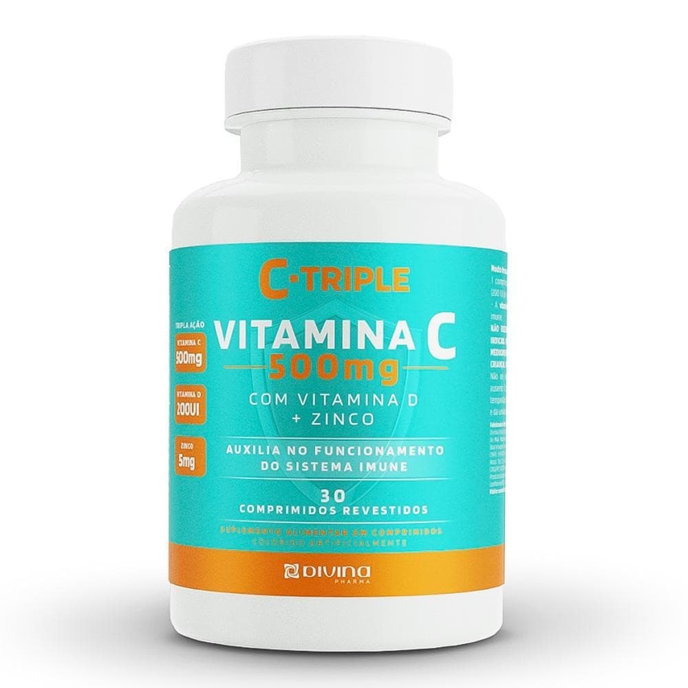 C-TRIPLE VITAMINA C 500MG COM VITAMINA D 200UI+ZINCO DE 30 COMPRIMIDOS