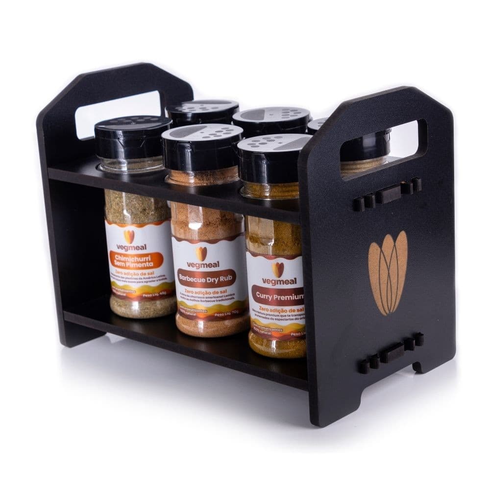 Kit Sabores do Mundo: 6 temperos com porta tempero Vegmeal