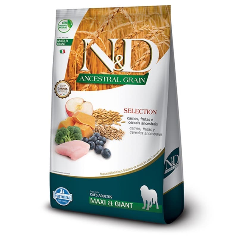 RAÇÃO ND ANCESTRAL GRAIN SELECTION CÃES ADULTOS PORTE GRANDE E GIGANTGE 15KG