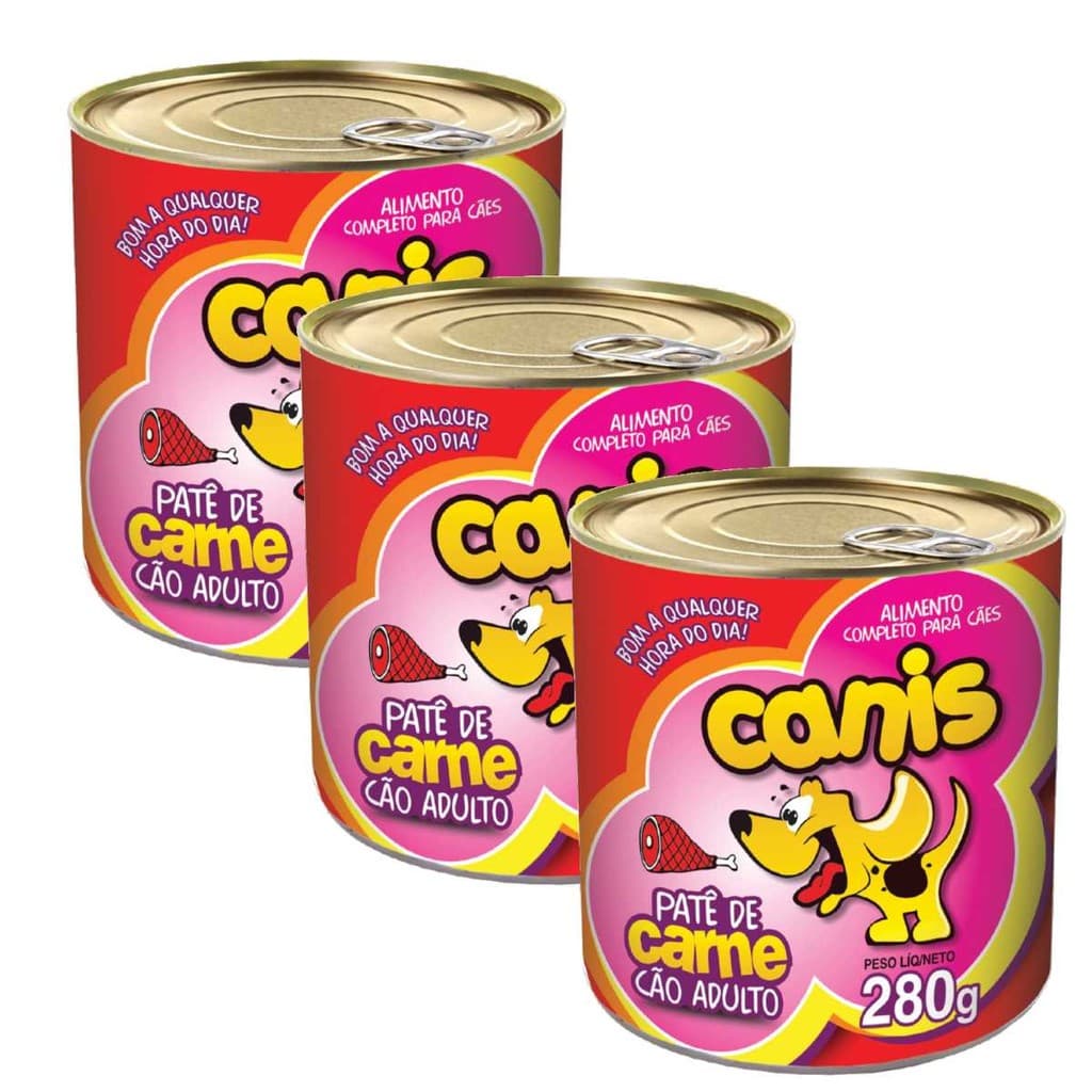 Ração Sache Para Cachorro Canis Adulto Carne 280g Kit 3un