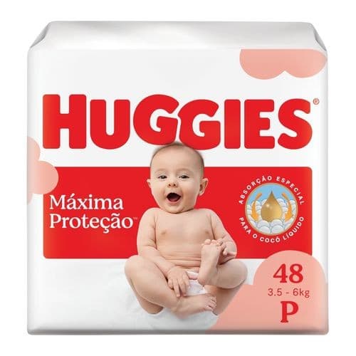 Huggies Fralda Descartável Máxima Proteção P - 48 Un