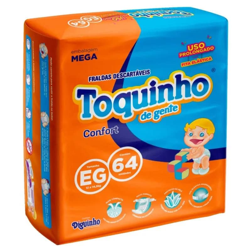 Fralda Infantil Toquinho de Gente Confort EG 64 Unidades