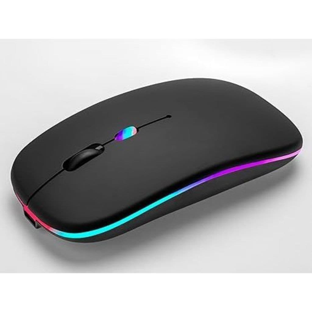 Mouse Sem Fio com Bluetooth Recarregável Wireless Led Rgb Ergonômico-Techo Pro