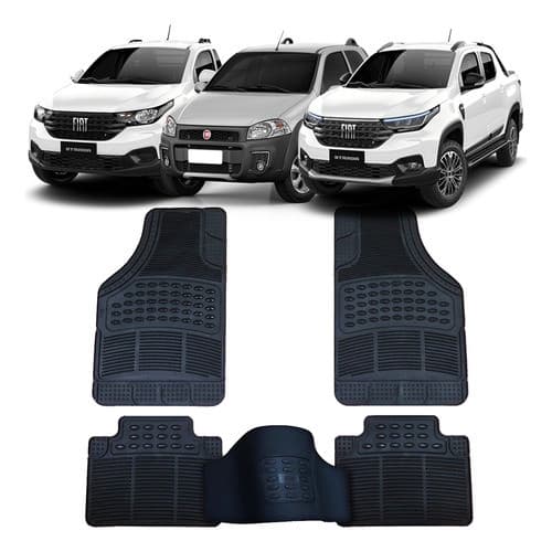 Tapete Automotivo Fiat Strada em Pvc Grosso com Borda + Tapete do Túnel Traseiro (CS CD CE)