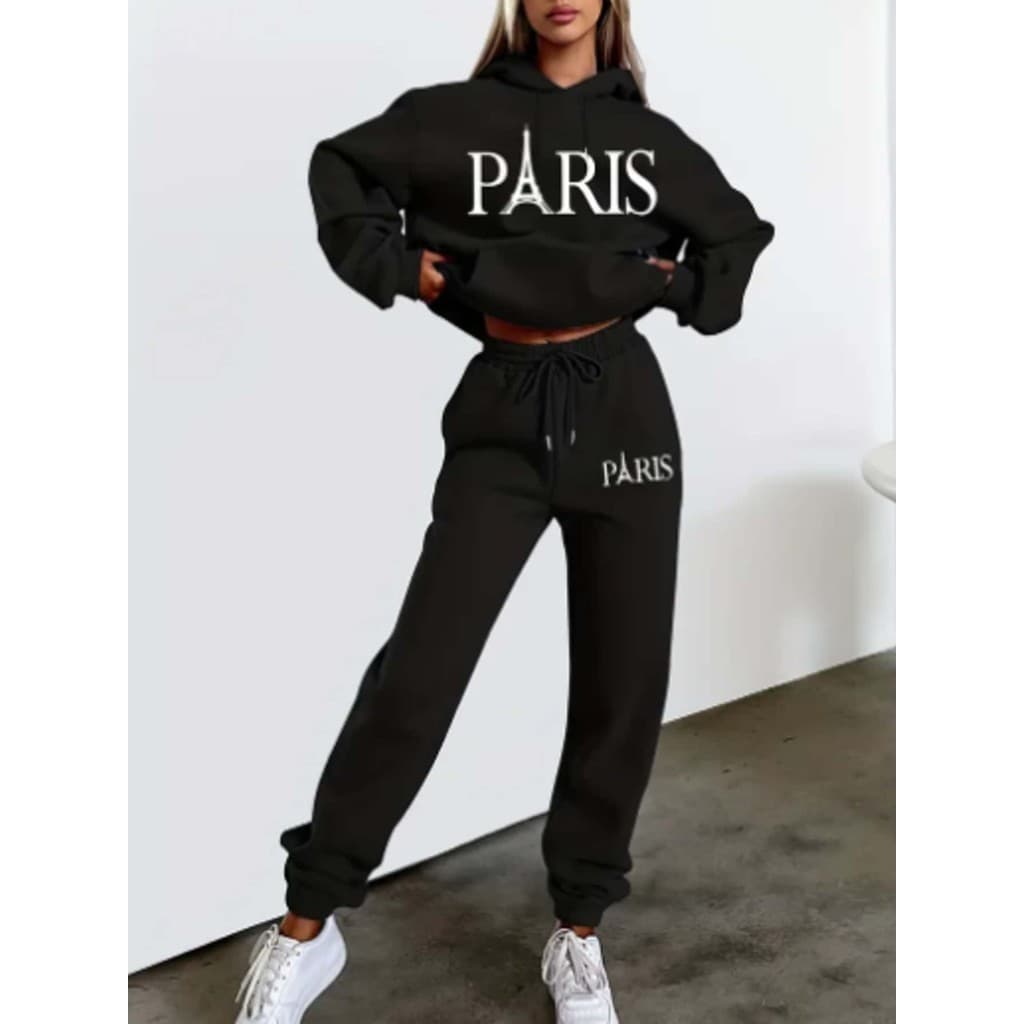 Conjunto De Moletom Feminino streetwear paris tumblr Com Calça Feminina PARIS
