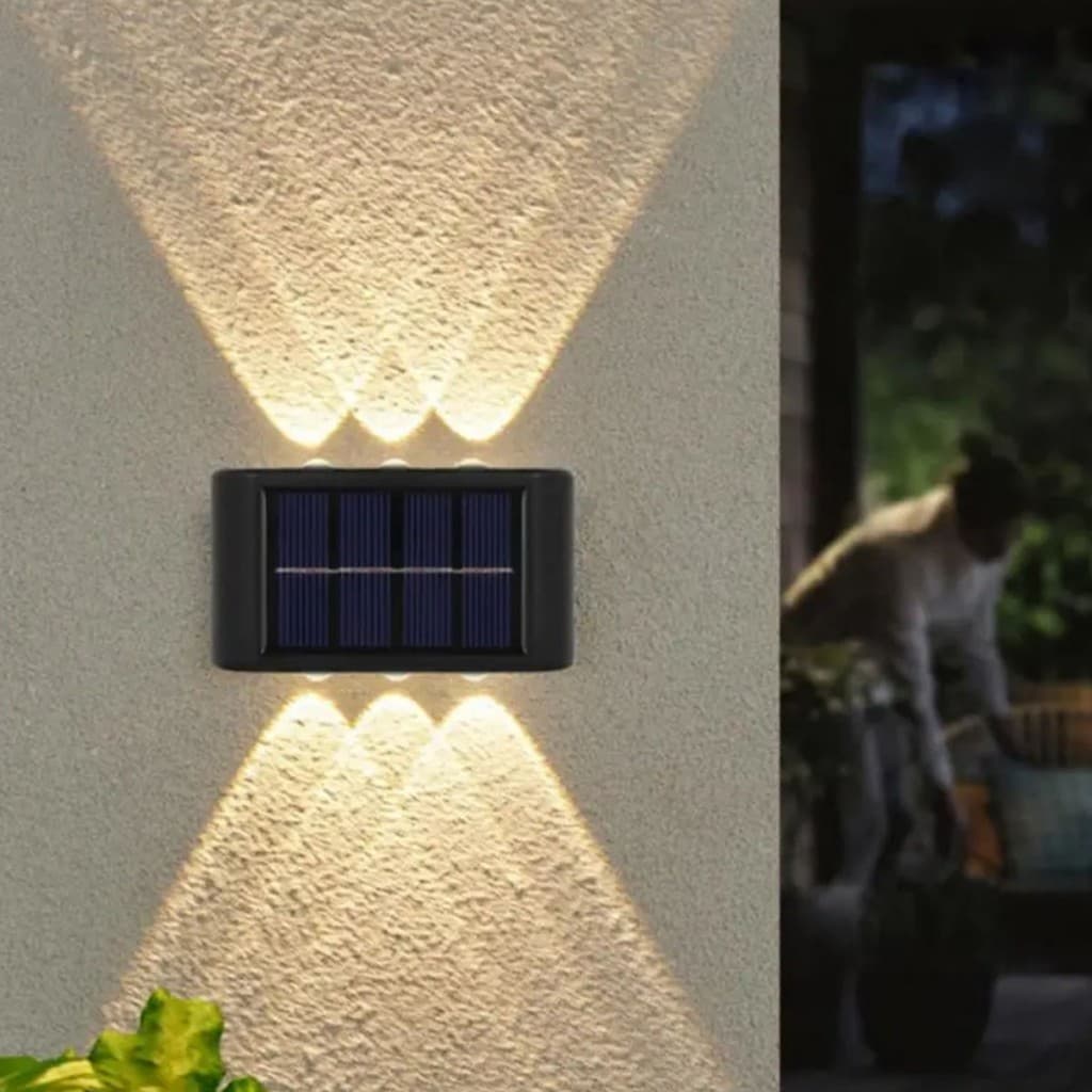 Luminaria Solar Led Parede Prova Água Descoraçao Jardim Casa Área Externa