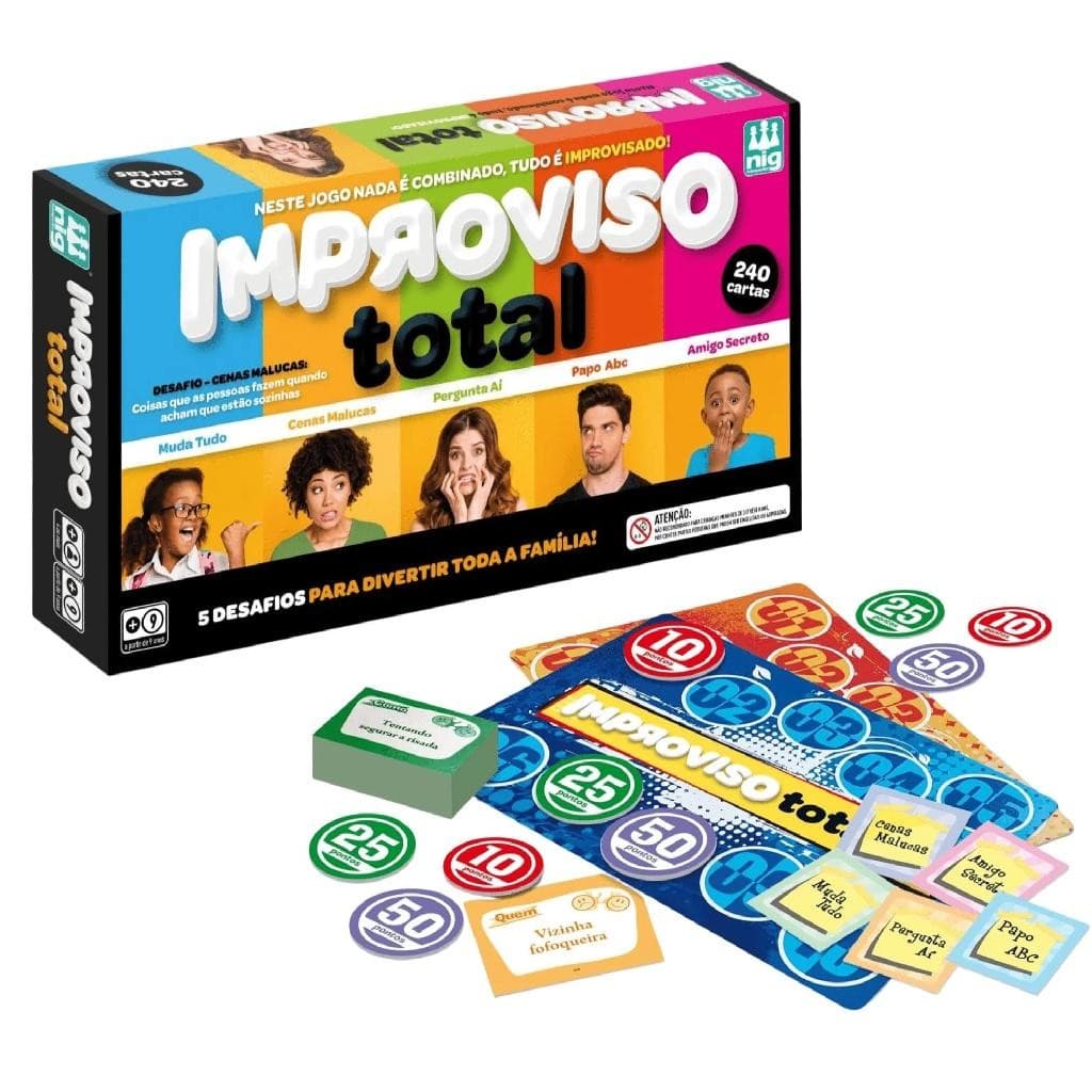 Jogo Improviso Total Tabuleiro Para Diversão Da Família 240 Cartas - NIG BRINQUEDOS
