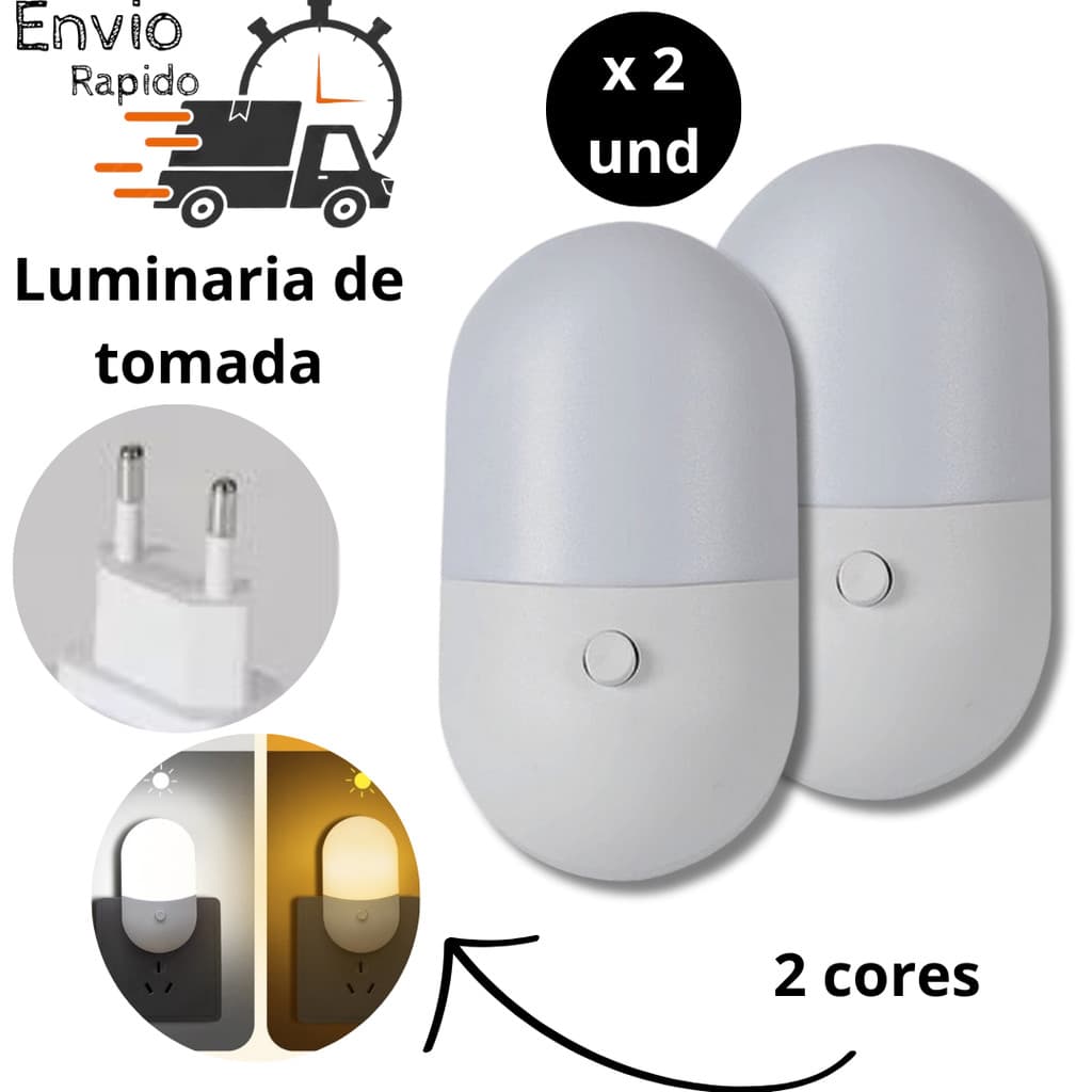 kit abajur quarto luminaria led de tomada bivolt com botao quarto do bebe mini led iluminaçao 2und