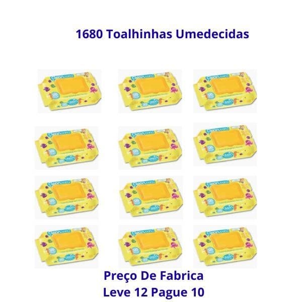 Kit 1200 Toalhinhas Umedecidas CLEAN BABY Lenços Atacado Revenda Barato Kit  Atacado