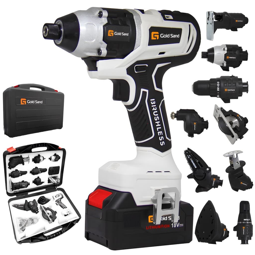 Kit 10 em 1 Parafusadeira Furadeira Lixadeira Serra Motosserra Martelete Elétrico Impacto Portátil
