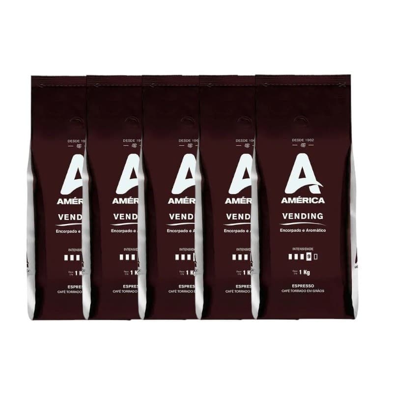 Kit 5kg Café Torrado Em Grãos América Vending